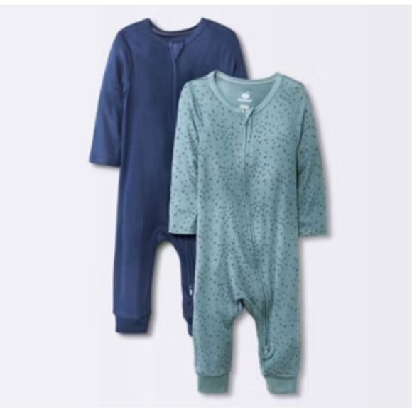 CLOUD ISLAND - NWT - Newborn - 2-Pack Stars "So Very Soft" Modal Blend Rompers. - Picture 1 of 13